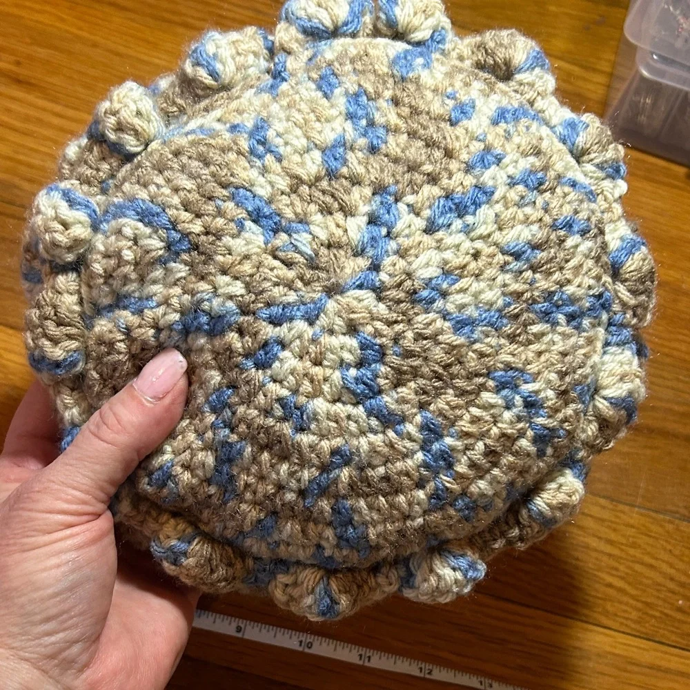 New Handcrafted Crochet Heart and Flower Pillows  Set